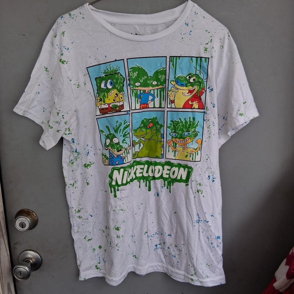 Nickelodeon Slime Splatter T-Shirt EUC Arnold Rugrats SpongeBob L